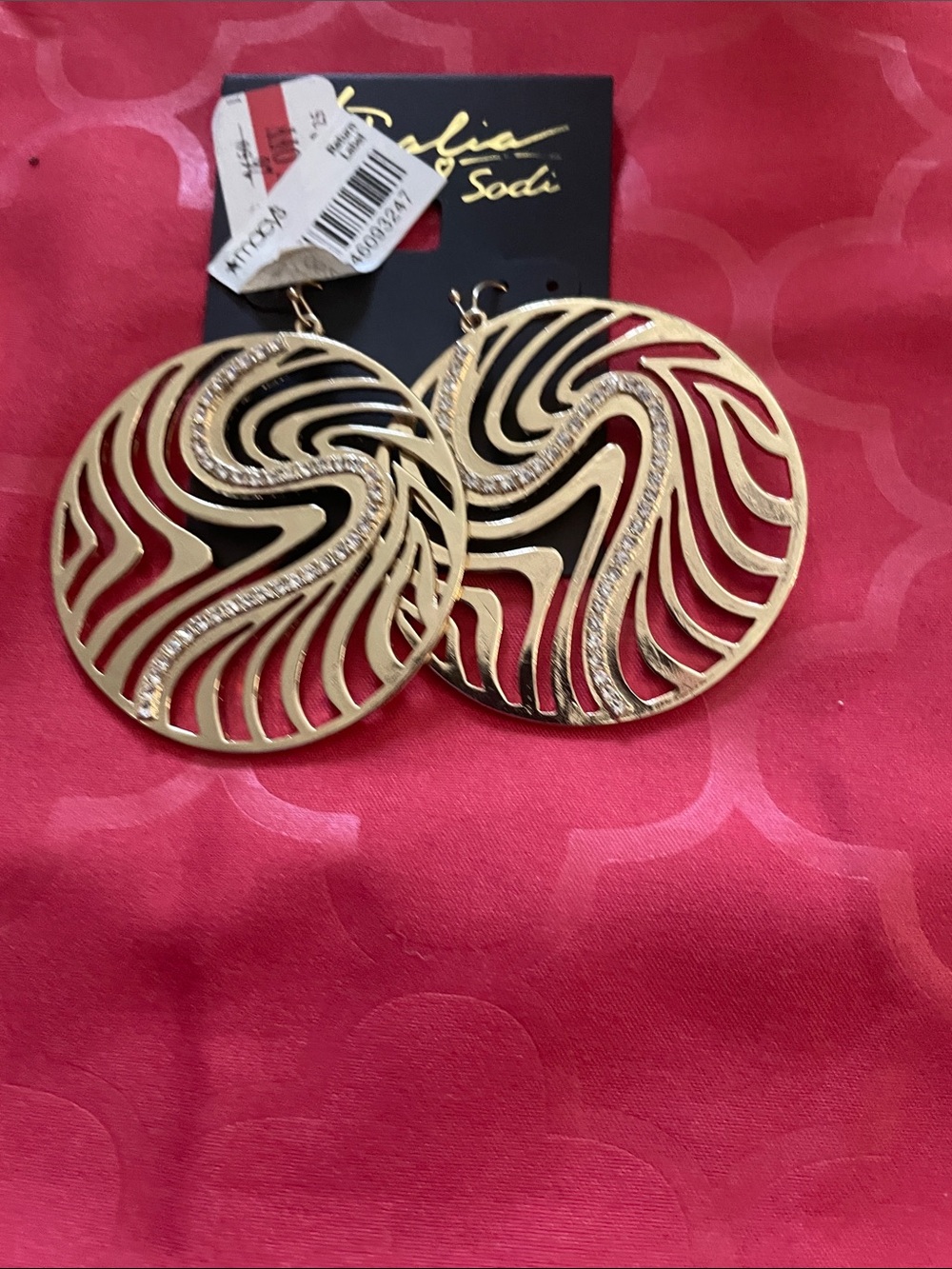 Thalia Sodi Gold and Black Swirl Drop Earrings